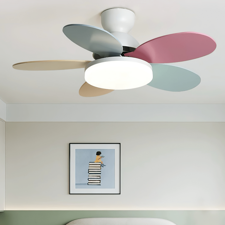 Plafonnier Ventilateur Liora en Verre Coloré pour Enfants