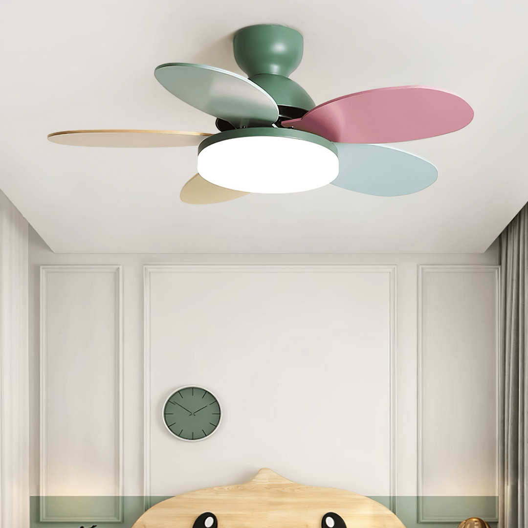 Plafonnier Ventilateur Liora en Verre Coloré pour Enfants