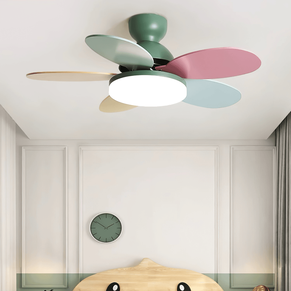 Plafonnier Ventilateur Liora en Verre Coloré pour Enfants