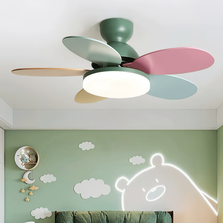Plafonnier Ventilateur Liora en Verre Coloré pour Enfants