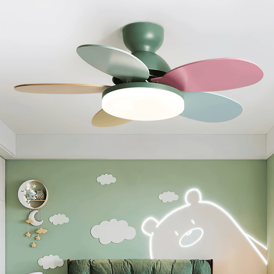 Plafonnier Ventilateur Liora en Verre Coloré pour Enfants