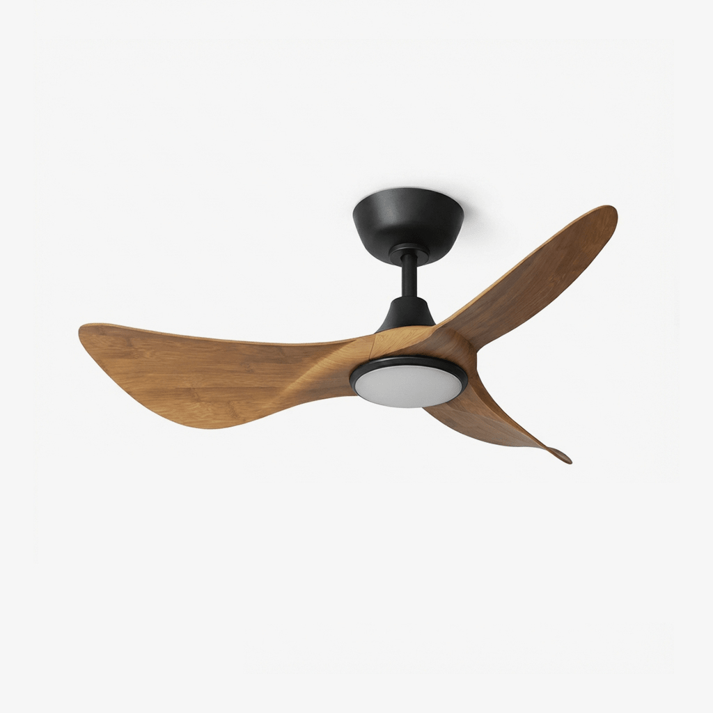 Ventilateur de Plafond Finn en Bois Sculpté avec Lumière