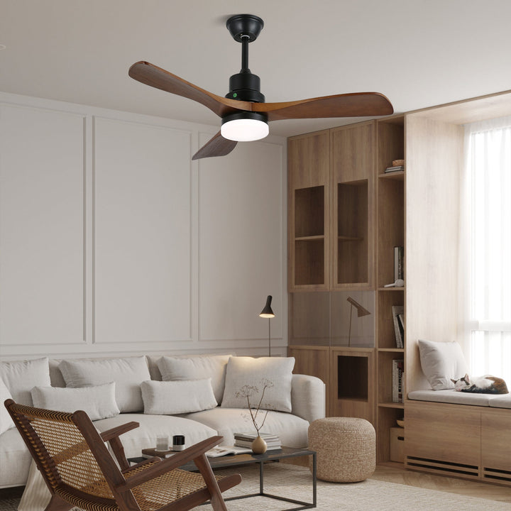 Ventilateur de Plafond Kaelen en Bois avec Lumière