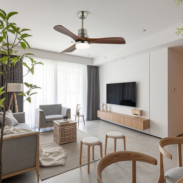Ventilateur de Plafond Kaelen en Bois avec Lumière