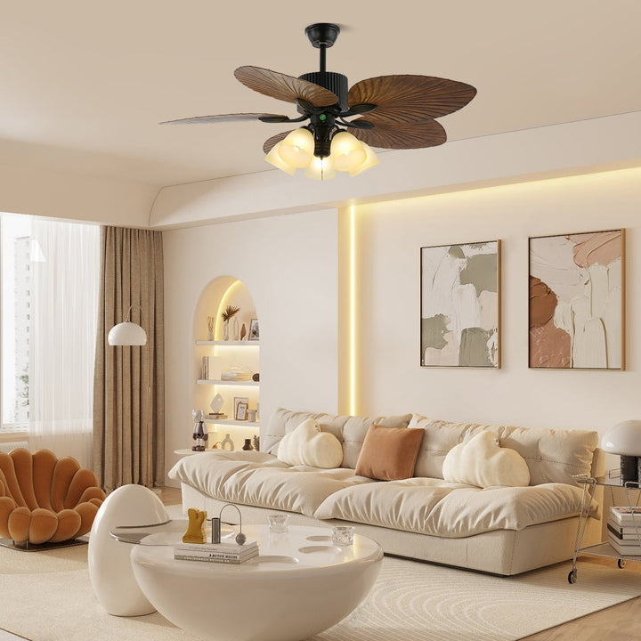 Ventilateur de Plafond Alistair avec Lumière et Pales en Bois