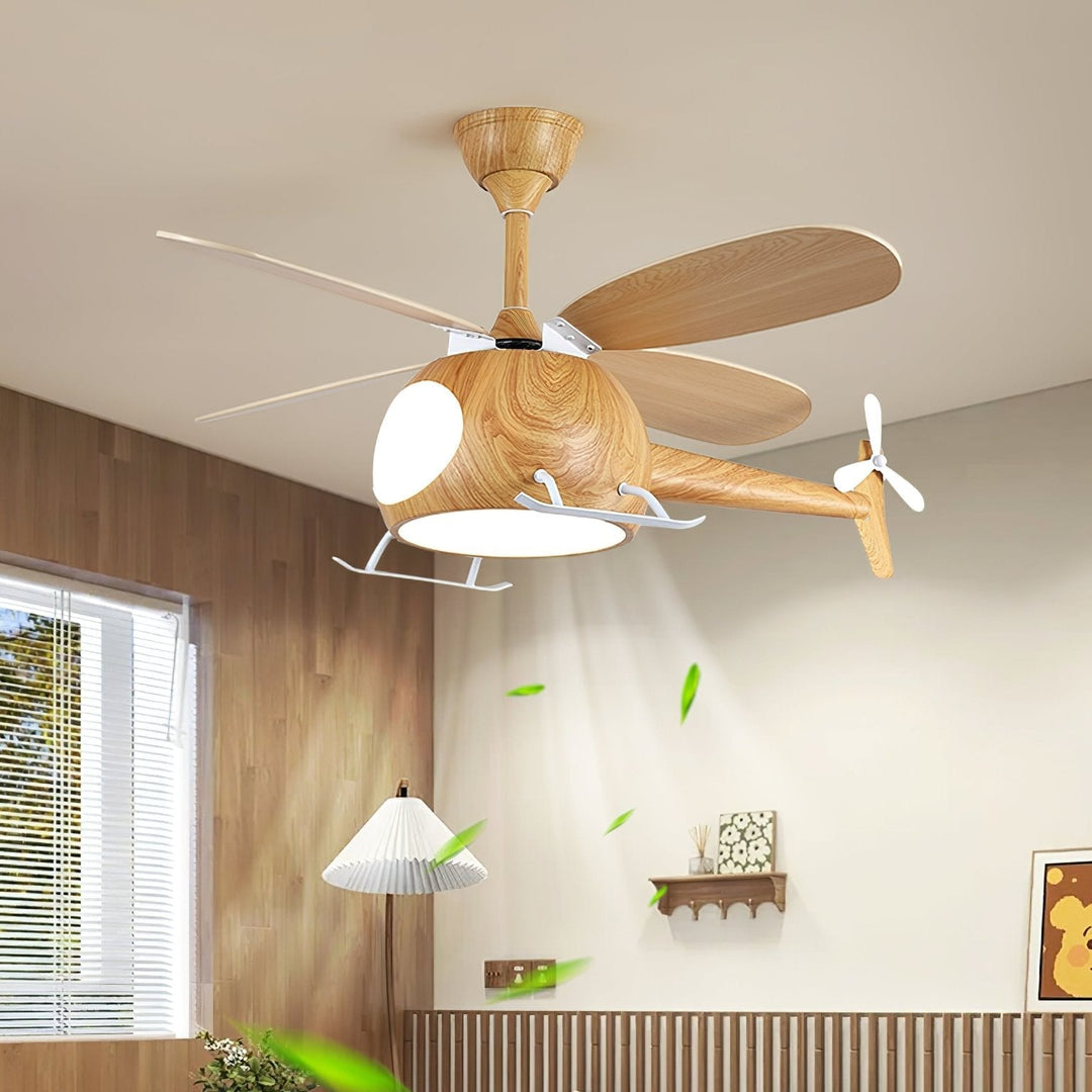 Ventilateur de Plafond et Luminaire Aviara — Bois Moderne pour Chambre d'Enfant