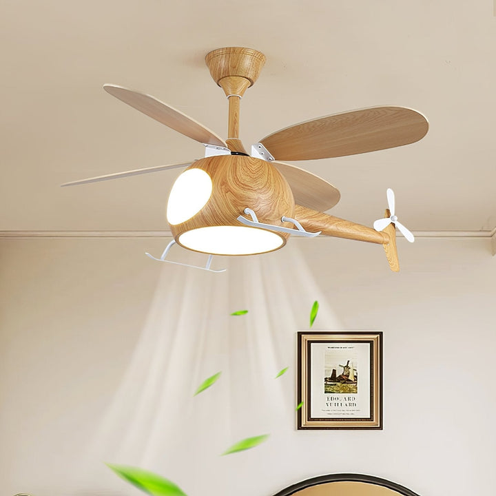 Ventilateur de Plafond et Luminaire Aviara — Bois Moderne pour Chambre d'Enfant