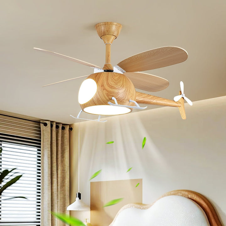 Ventilateur de Plafond et Luminaire Aviara — Bois Moderne pour Chambre d'Enfant