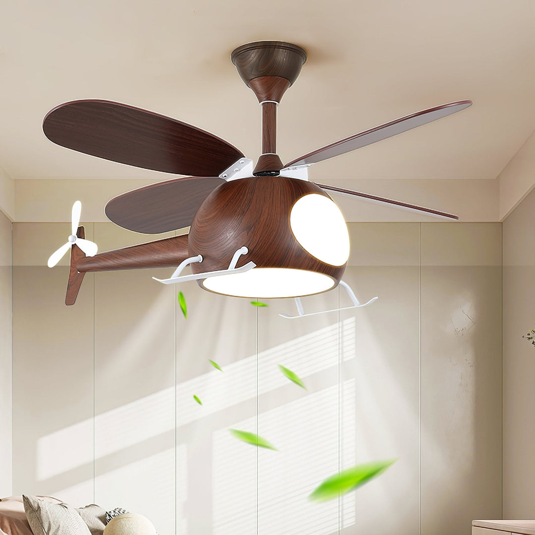 Ventilateur de Plafond et Luminaire Aviara — Bois Moderne pour Chambre d'Enfant