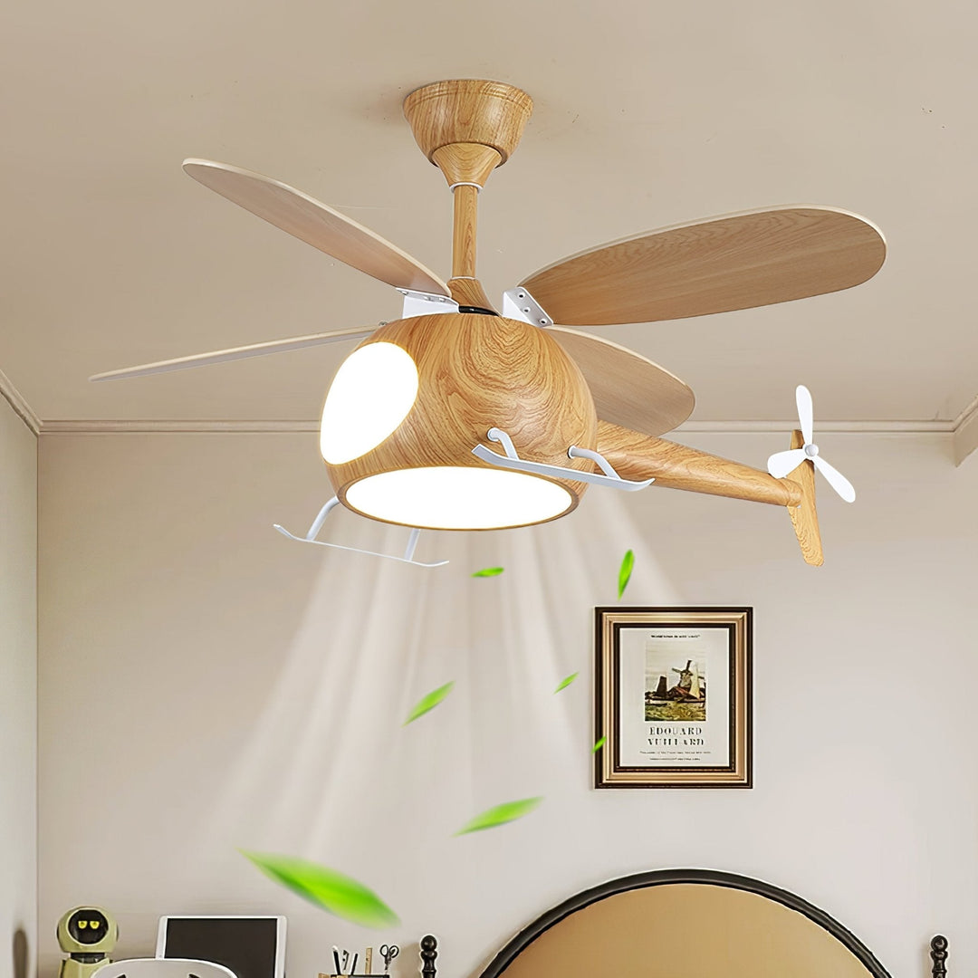 Ventilateur de Plafond et Luminaire Aviara — Bois Moderne pour Chambre d'Enfant