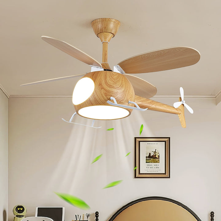 Ventilateur de Plafond et Luminaire Aviara — Bois Moderne pour Chambre d'Enfant