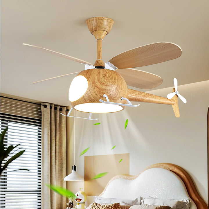Ventilateur de Plafond et Luminaire Aviara — Bois Moderne pour Chambre d'Enfant