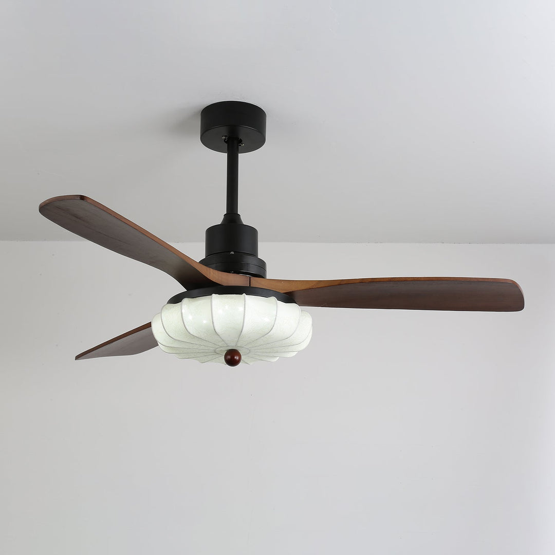 Ventra — Plafonnier Ventilateur Vintage en Verre et Bois