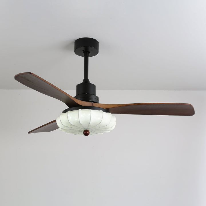 Ventra — Plafonnier Ventilateur Vintage en Verre et Bois
