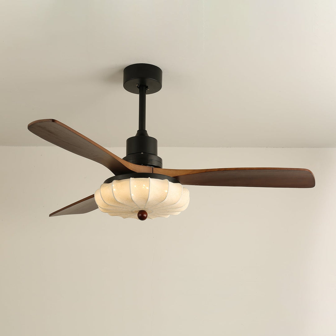 Ventra — Plafonnier Ventilateur Vintage en Verre et Bois