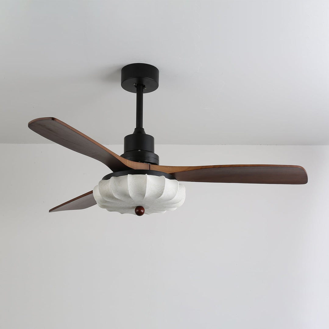 Ventra — Plafonnier Ventilateur Vintage en Verre et Bois