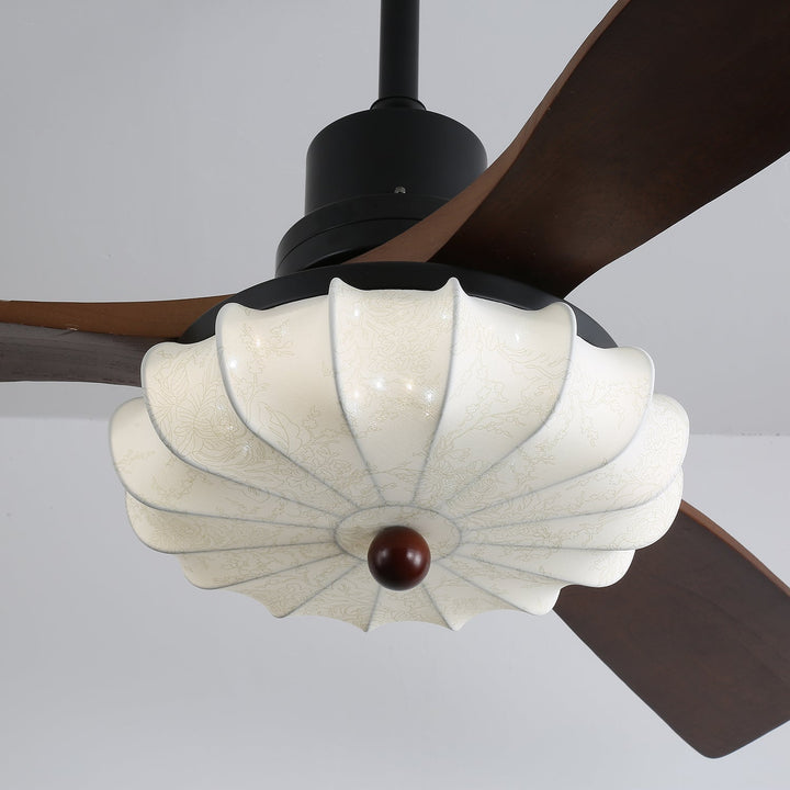 Ventra — Plafonnier Ventilateur Vintage en Verre et Bois