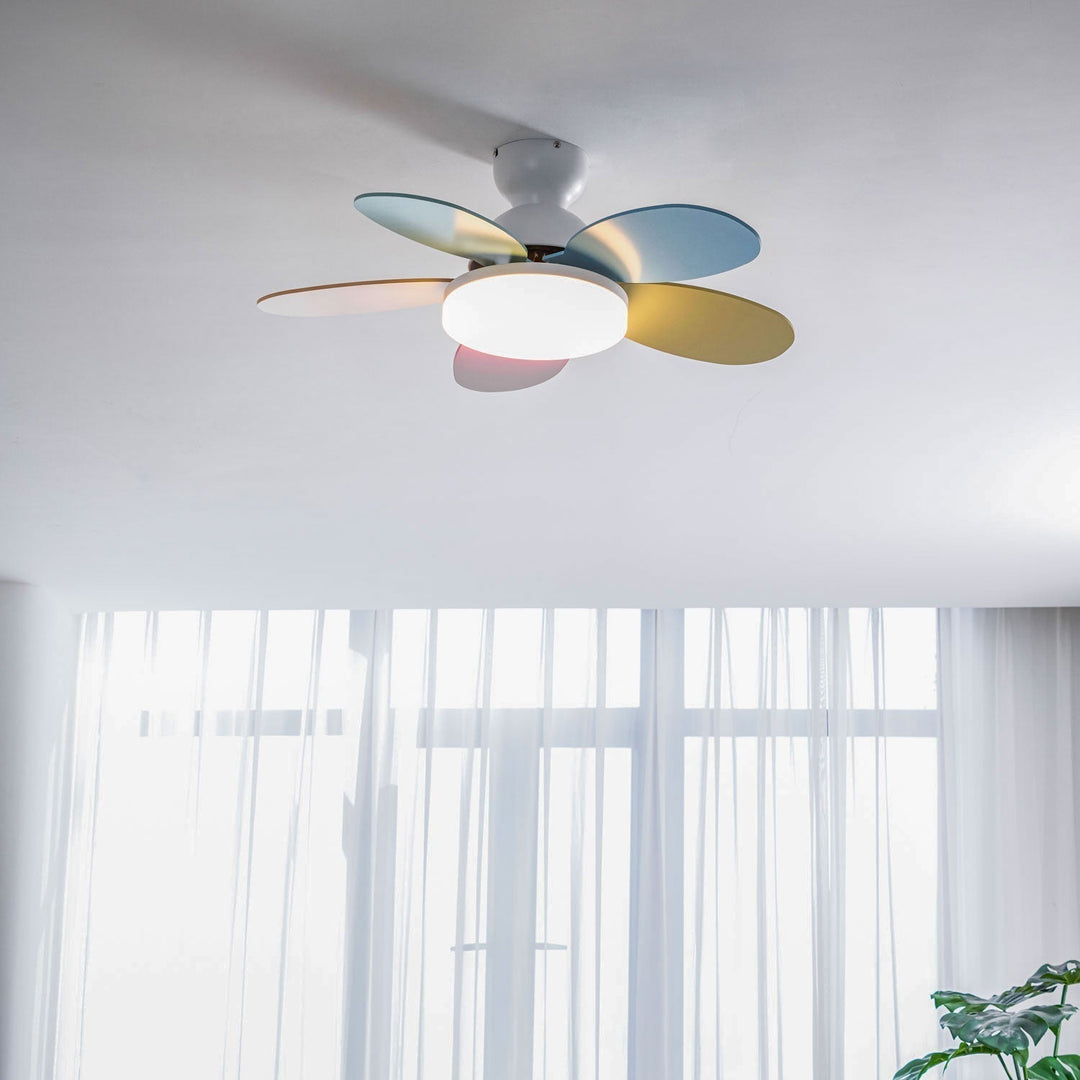 Plafonnier Ventilateur Liora en Verre Coloré pour Enfants