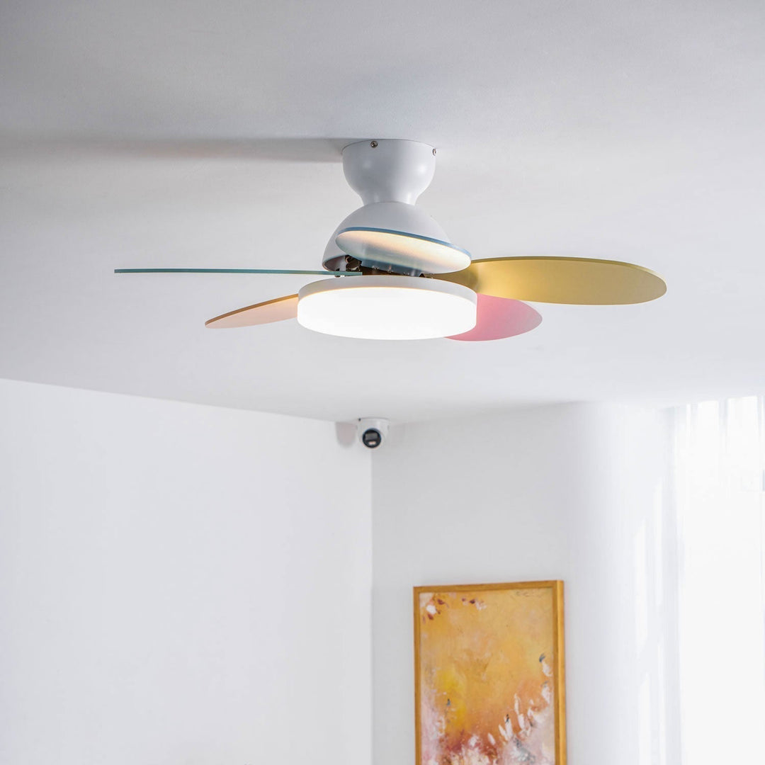 Plafonnier Ventilateur Liora en Verre Coloré pour Enfants