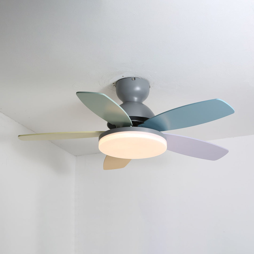 Plafonnier Ventilateur Liora en Verre Coloré pour Enfants