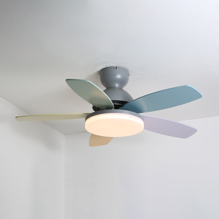 Plafonnier Ventilateur Liora en Verre Coloré pour Enfants