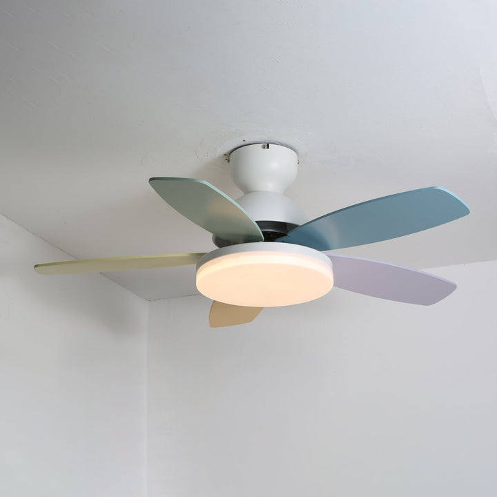 Plafonnier Ventilateur Liora en Verre Coloré pour Enfants