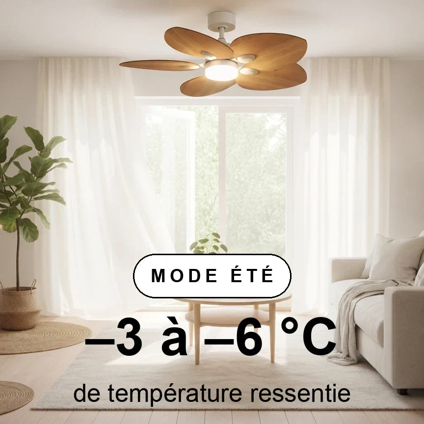 Dahlia teinté Chêne — Ventilateur de plafond design