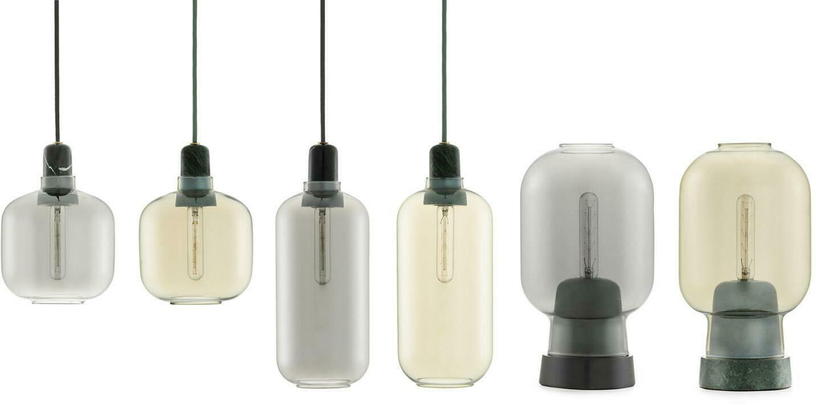 Suspension en marbre noir et verre fumé 17 cm Amp Smoke - Normann Copenhagen